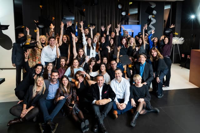 Students and instructors at a graduation ceremony